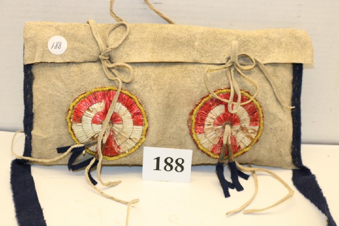 Hide and Quilled Envelope: 11 1/2" x 6" Hide and Quilled Envelope, beaded edges around quilled rosettes, contemporary
