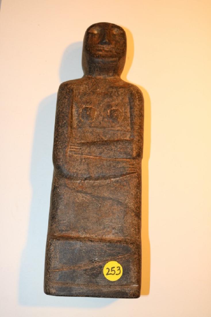 Stone Idol: 4" Wide x 12" Tall Highly Detailed Stone Idol, material appears to be steatite, a great display piece!, age and location unknown, looks good