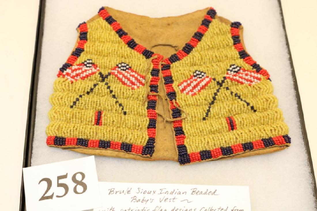 Brule Sioux Patriotic Beaded Infant’s Vest: Brule Sioux Patriotic Beaded Infant's Vest from the Rose Bud Sioux Reservation