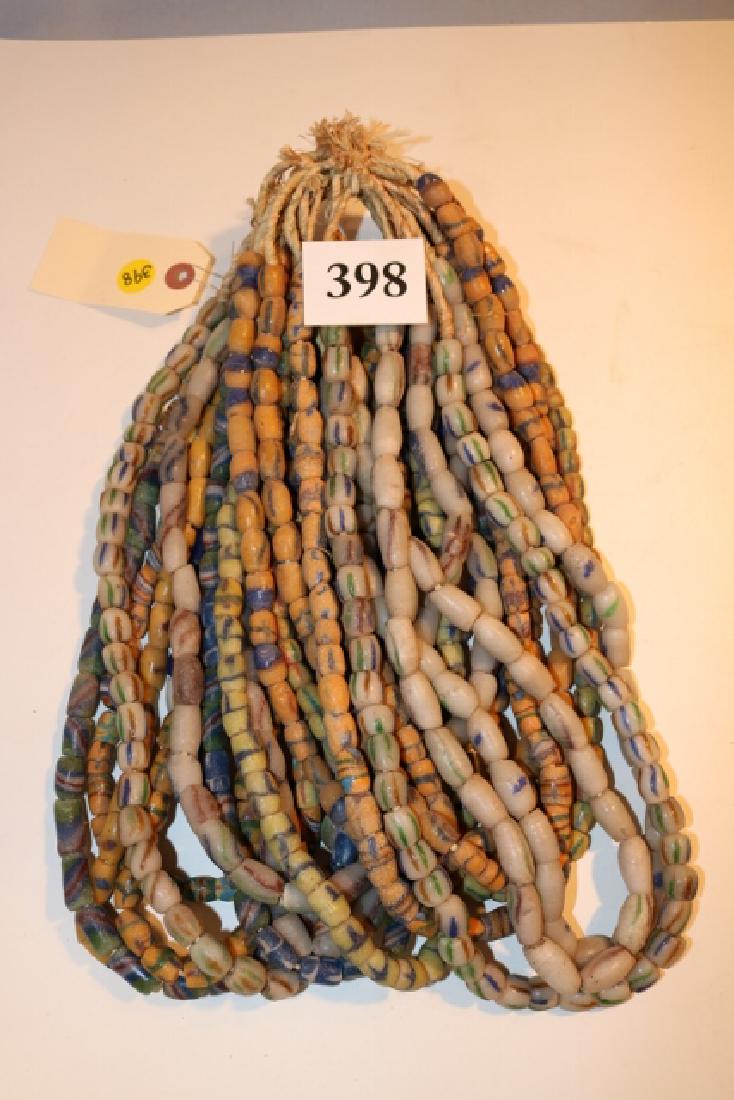 Several Strands of Sandcast Trade Beads: Large Bundle of Several Strands of Colorful Sandcast Trade Beads