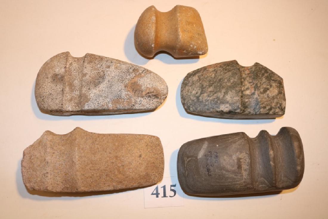 5 Assorted Stone Axes: 5 Assorted Stone Axes, all age uncertain