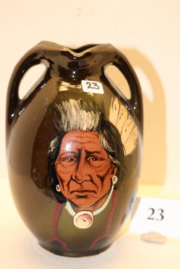 Hand Painted Vase with Indian Portrait (1 of 3)