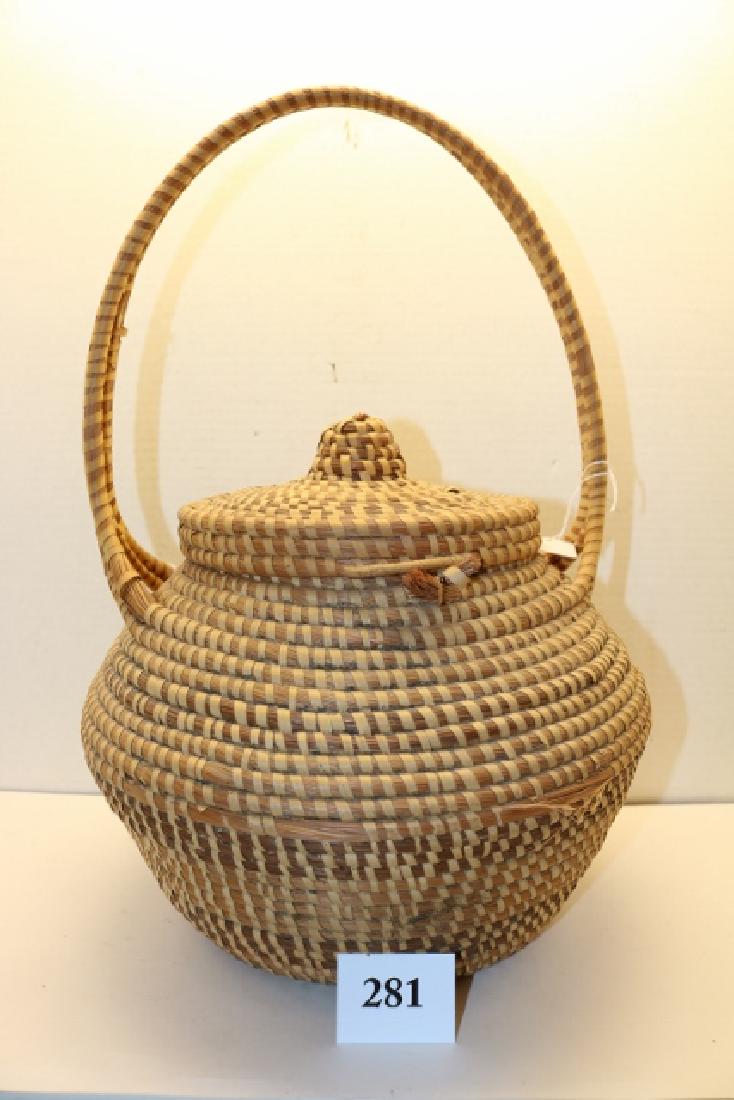 Sioux Pine Needle Lidded Basket (1 of 2)