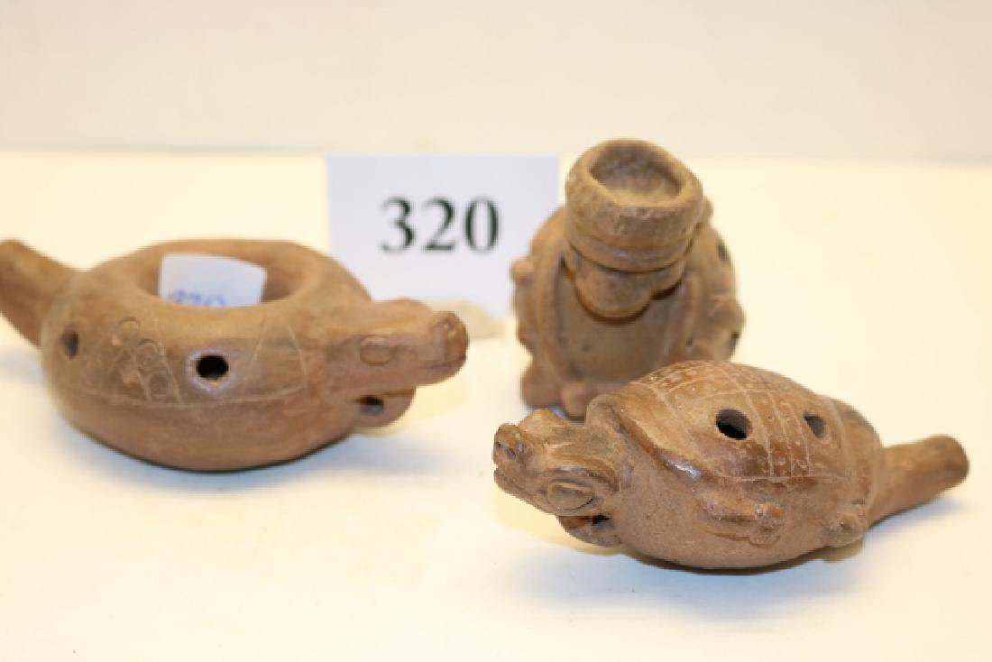 3 Pre Columbian Pottery Effigy Whistles (1 of 1)