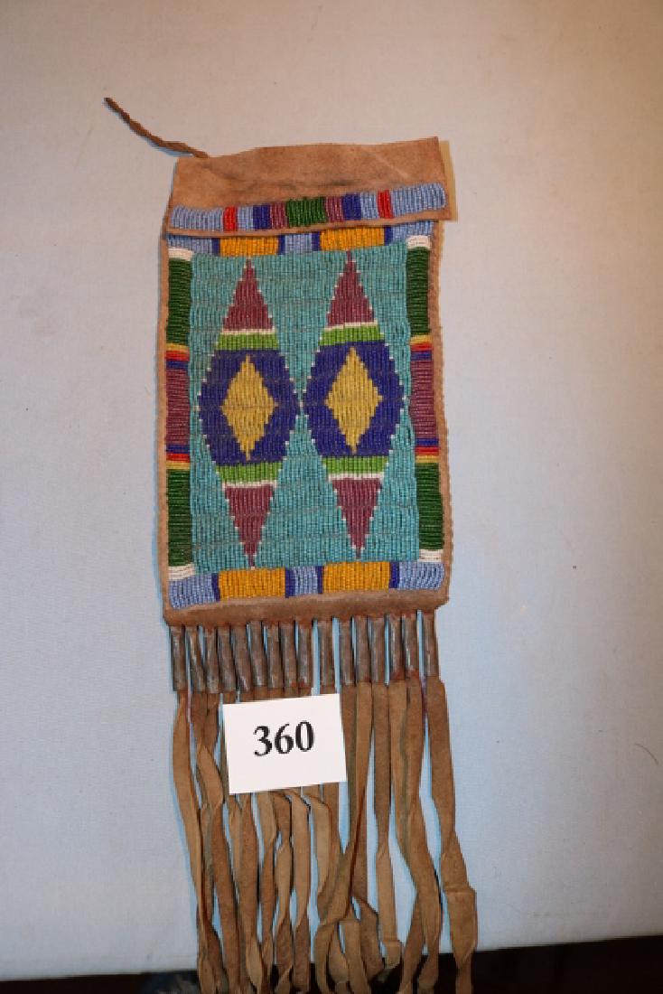 Crow Bead Decorated Hide Pouch (1 of 3)