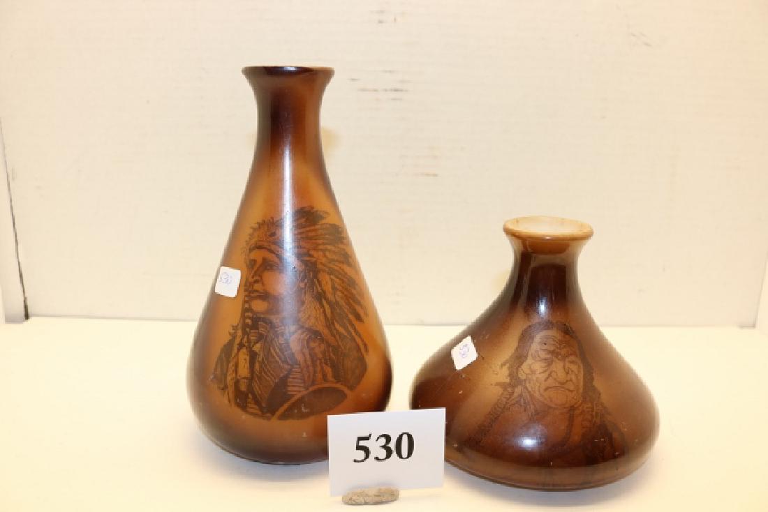 2 Glass Portrait Vases, Indian Chiefs (1 of 1)