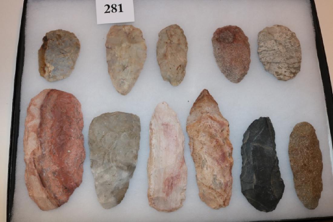 Frame with 11 Flint Blades or Knives (1 of 1)