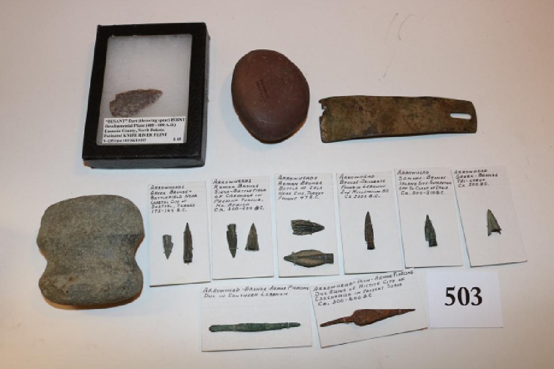Stone Axe, Hammerstone, Knife River Point (1 of 5)