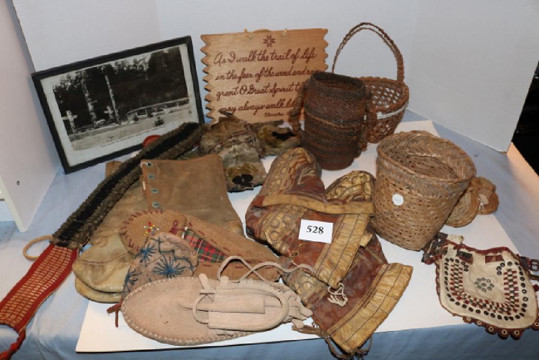 14 Misc. Artifacts, Moccasins, Bags, Belt (1 of 4)