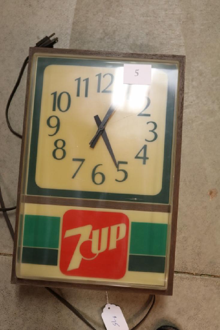 7 UP Clock: 7 UP Clock – lights up 12” x 17 ¾” 2 small cracks