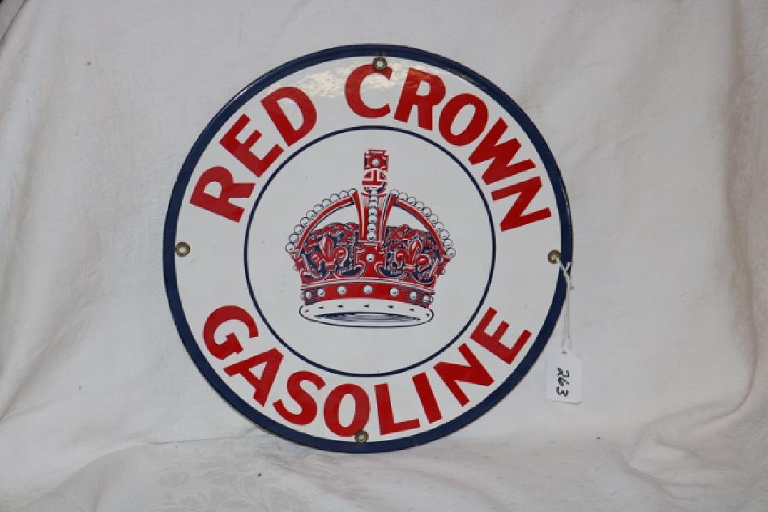 Porcelain Red Crown Gasoline Pump Plate (1 of 1)
