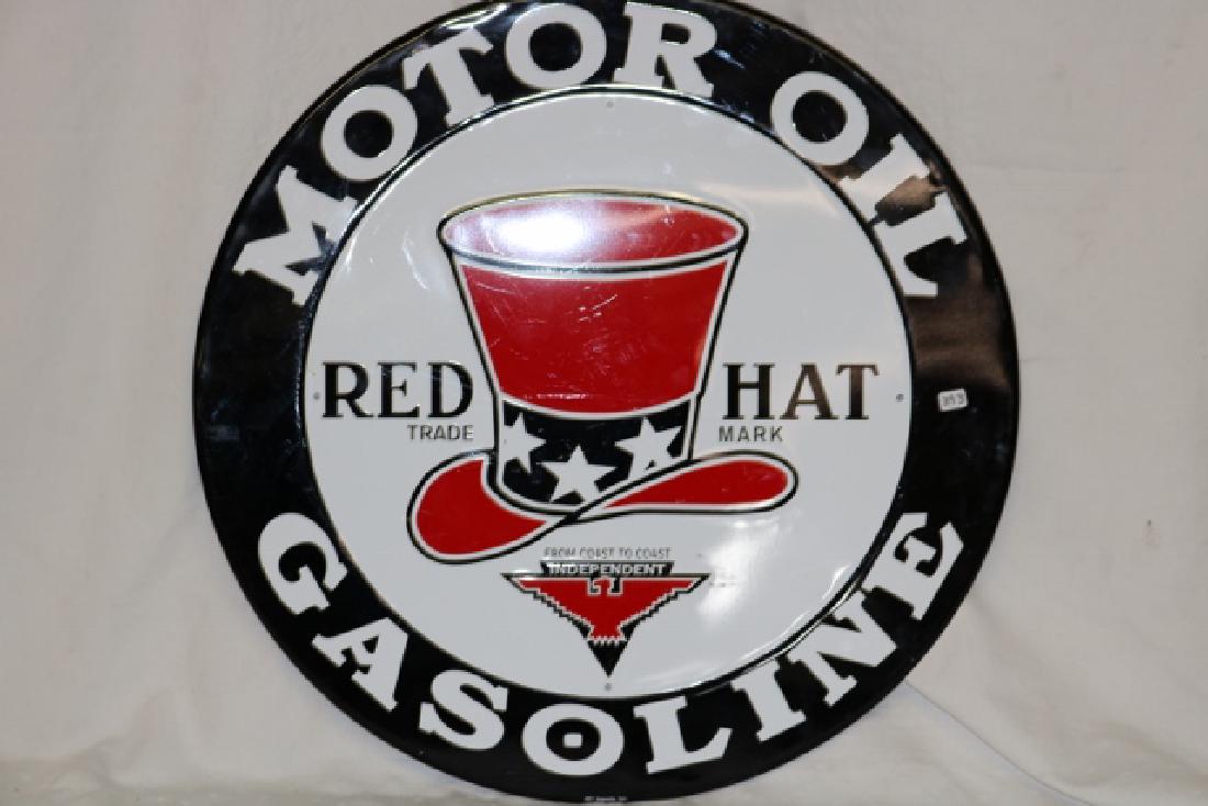 Red Hat Gasoline Motor Oil Round Sign (1 of 1)