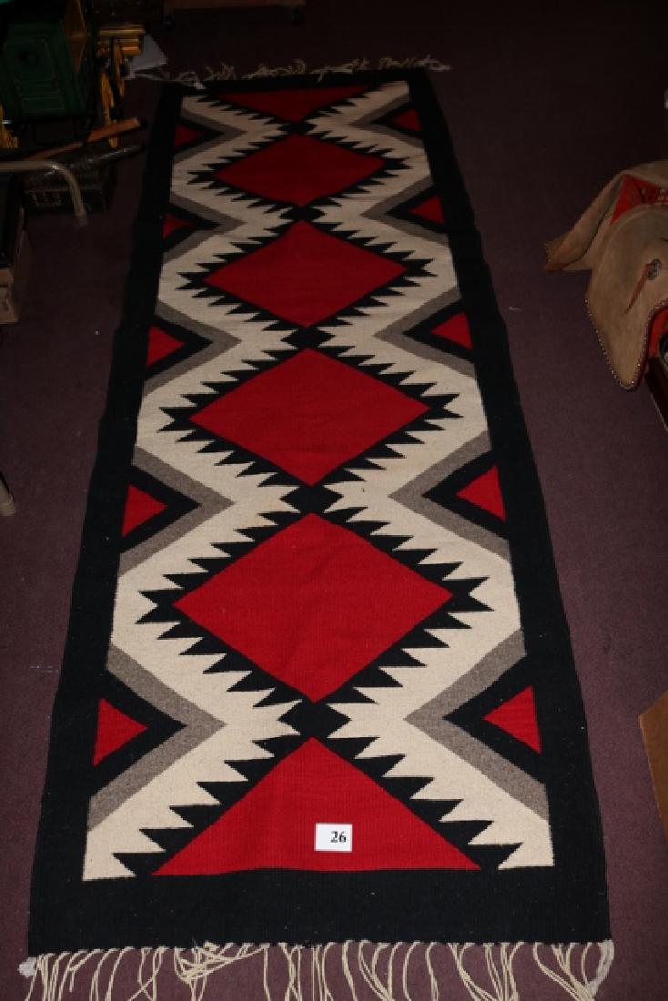 Red, White Black Navajo Fringed Rug (1 of 4)