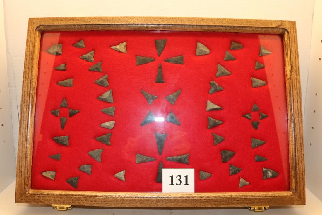 Frame with 62 Flint Triangular War Points (1 of 1)