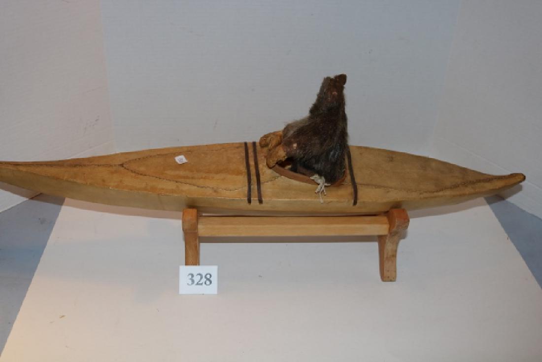 Sealskin Kayak W/Eskimo Doll NO SHIPPING OUT OF COUNTRY (1 of 3)