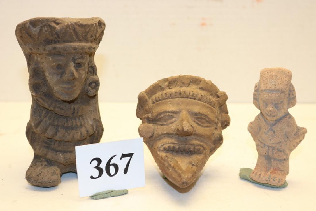 (2) Clay Mayan Head and Figure (1 of 1)