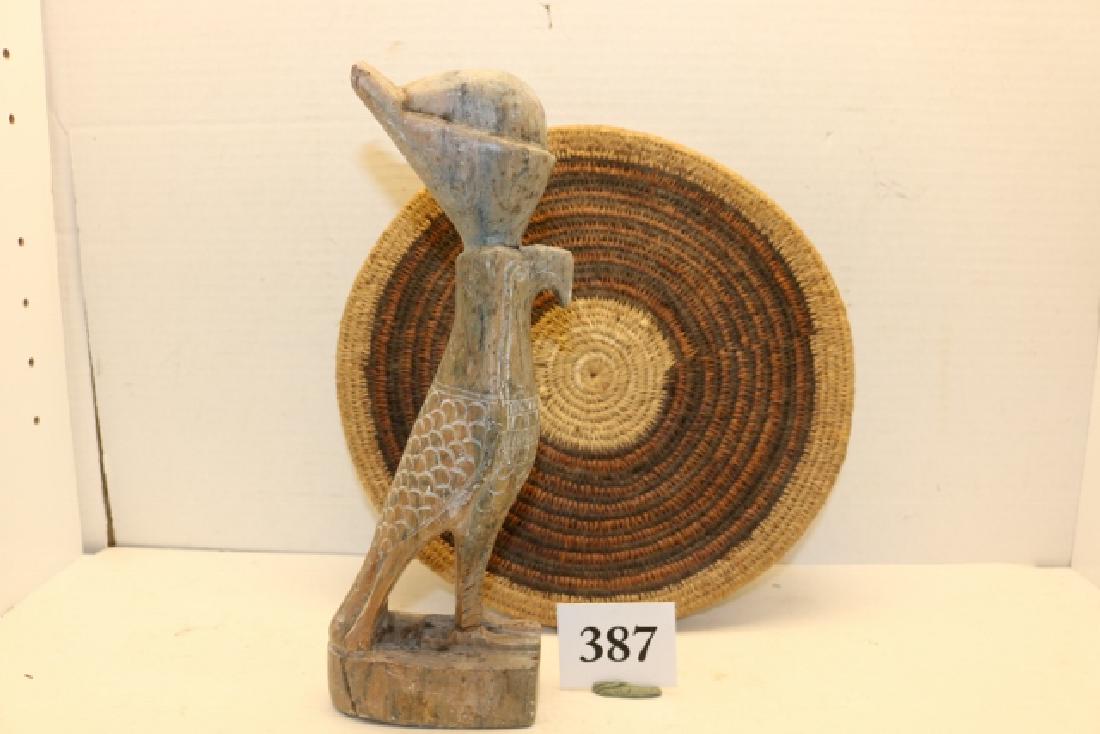 10" Basket Lid, Stone Bird Figure (1 of 1)