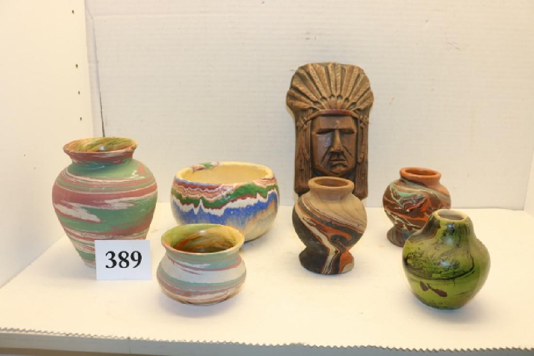 6 Pottery Bowls, Wall Vase (1 of 1)