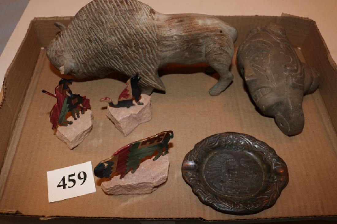 Buffalo Figure, 3 Painted Tyson Bases, Pipe (1 of 2)