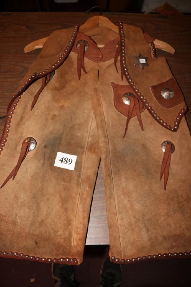 2 Pc. Childs Cowboy Outfit Leather Vest – Chaps (1 of 2)