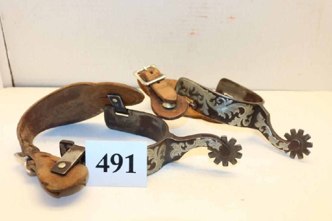 Pair Spurs with tooled straps (1 of 4)