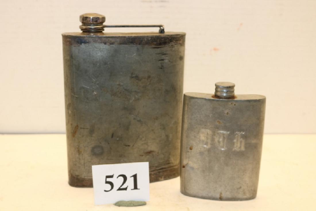 2 Pewter Flasks: 2 Pewter Flasks – largest 4 ½" x 6 ½"