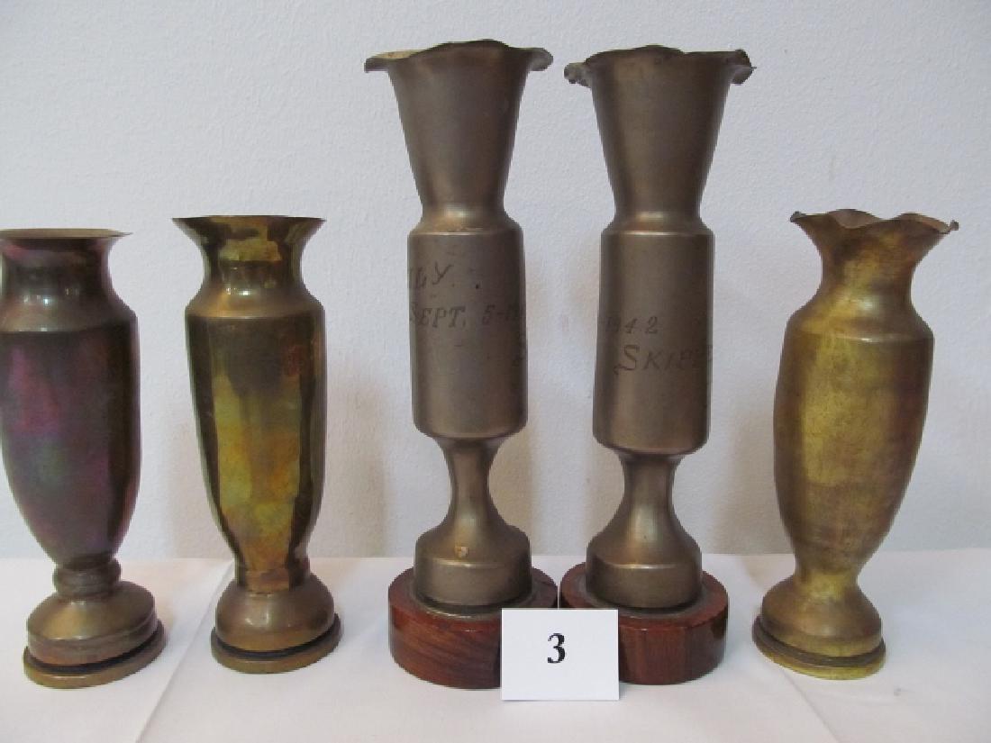 5 Pieces of WWII Shell Trench Art Vases (1 of 3)