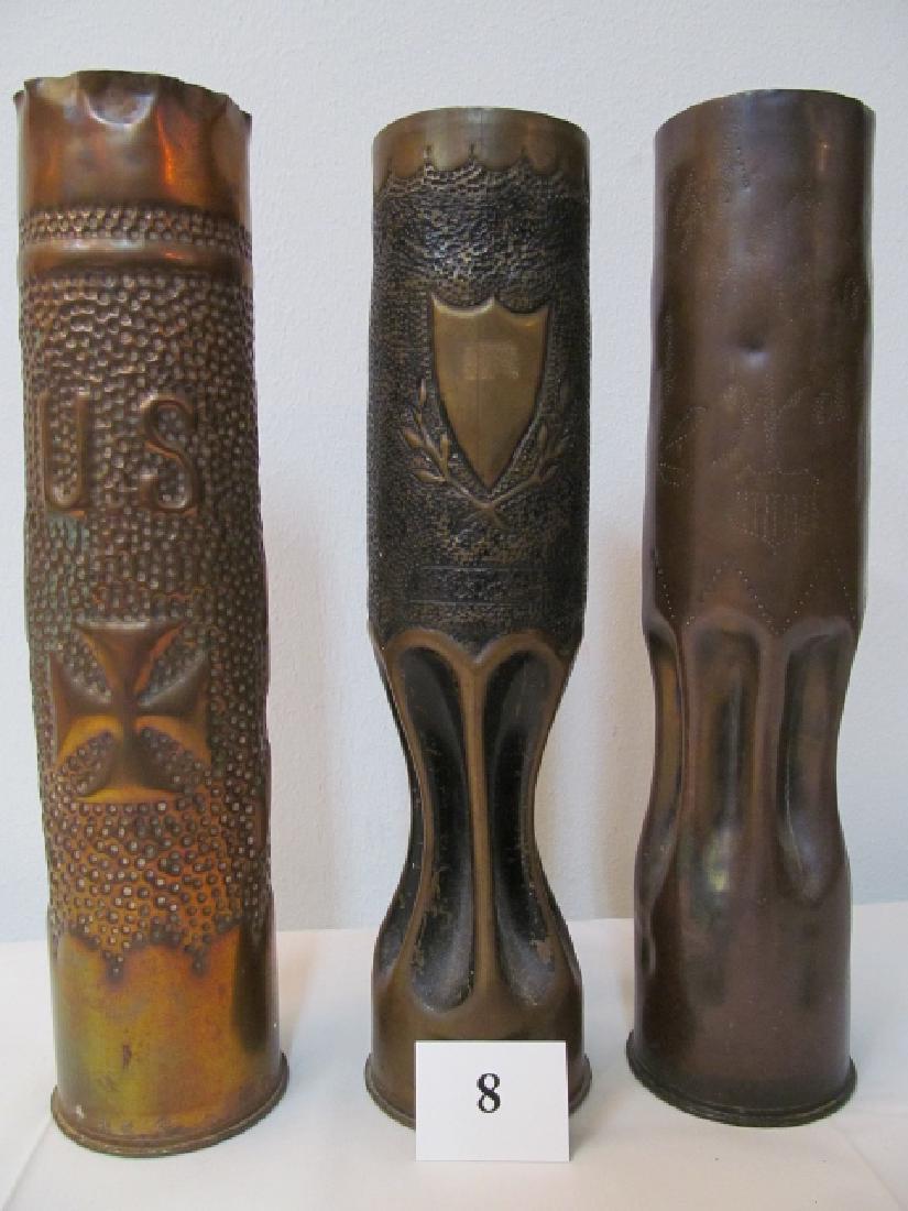 3 WWI Trench Art Shells: 75mm, 13 ¾” US Iron Cross (1 of 4)
