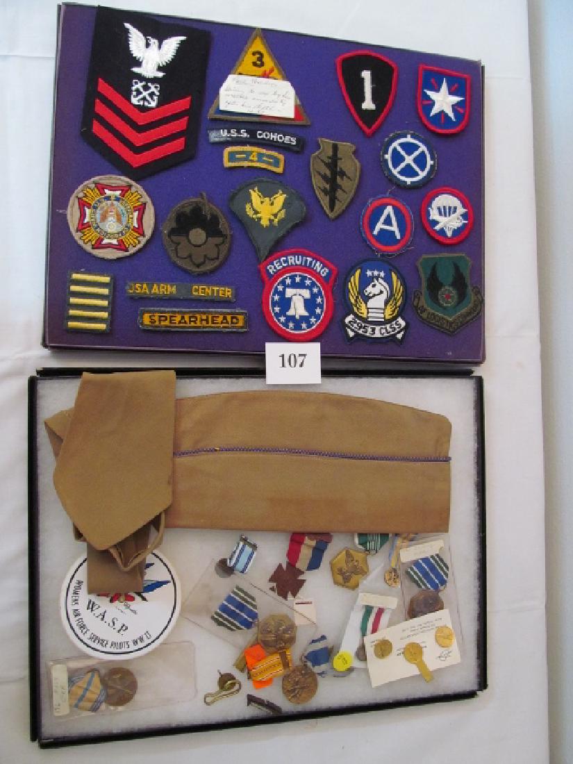 2 Large Frames: Military Patches, Wasp Service Hat (1 of 2)