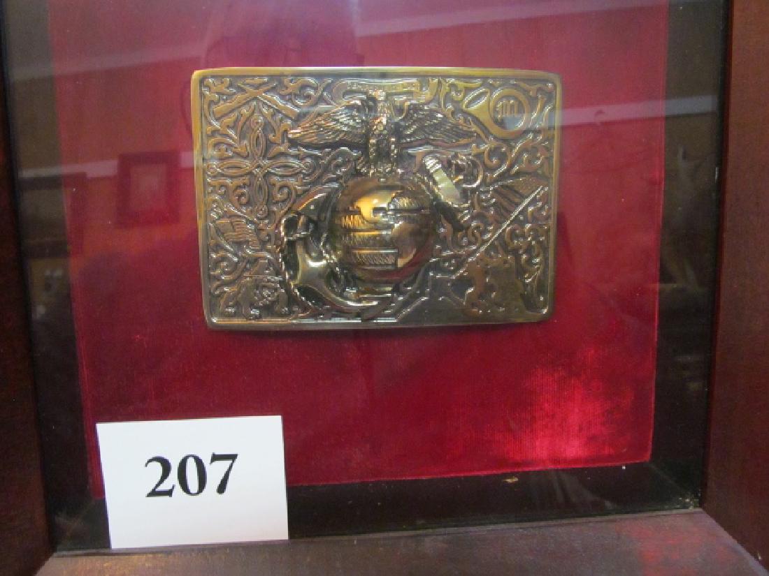 “The Marine Buckle”: “The Marine Buckle” with special permission from Marine Head Quarters Corps Don McKee created a very special buckle for Marines to wear with a kilt, 24 karat gold plate features EGA & othe