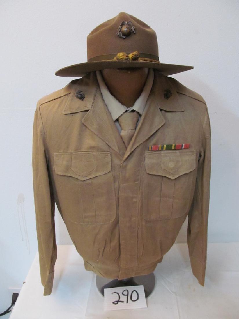USMC Tunic Shirt, Tie, campaign Hat (1 of 7)