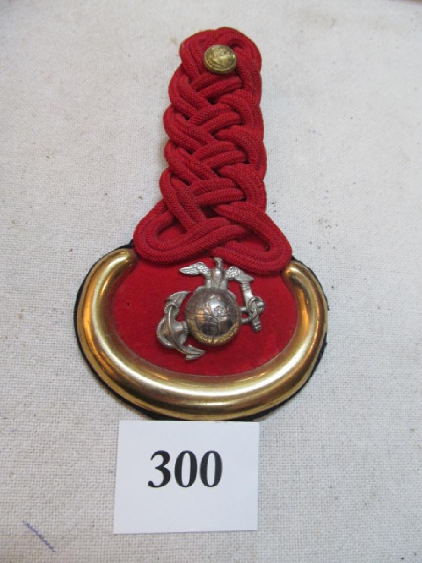 USMC Officers Shoulder Plate: USMC Officers Shoulder Plate, circa 1876-1904, red cording knots, comes with correct wire tie back EGA Insignia, great piece