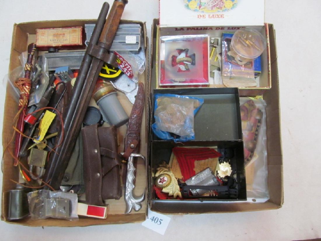 Job Lot: Shoulder Insignias, Hat Badge: Job Lot: Shoulder Insignias, Hat Badge, Ribbon Bars, Buttons, Bayonet & Sheath, M1 Carbine Clip, Colt M16 Clip, USMC Lock, W.N. 668 Part and more