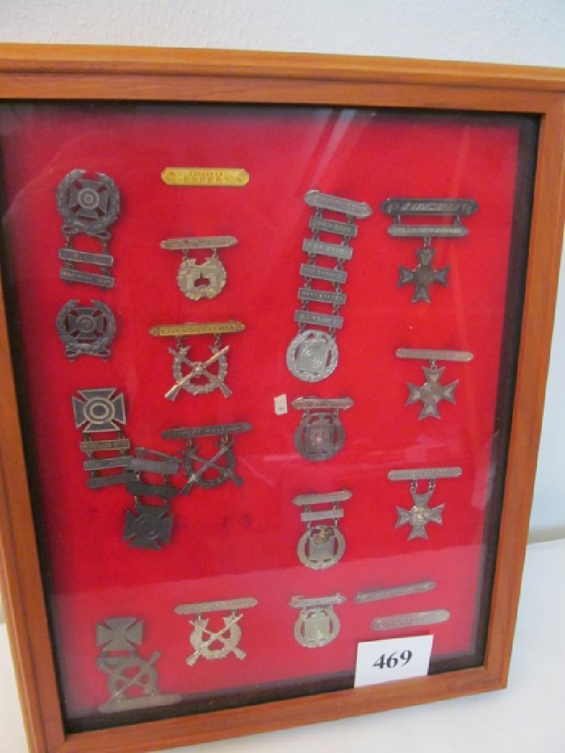 Large Frame of WWI-WWII Qualifying Bars & Badges (1 of 3)