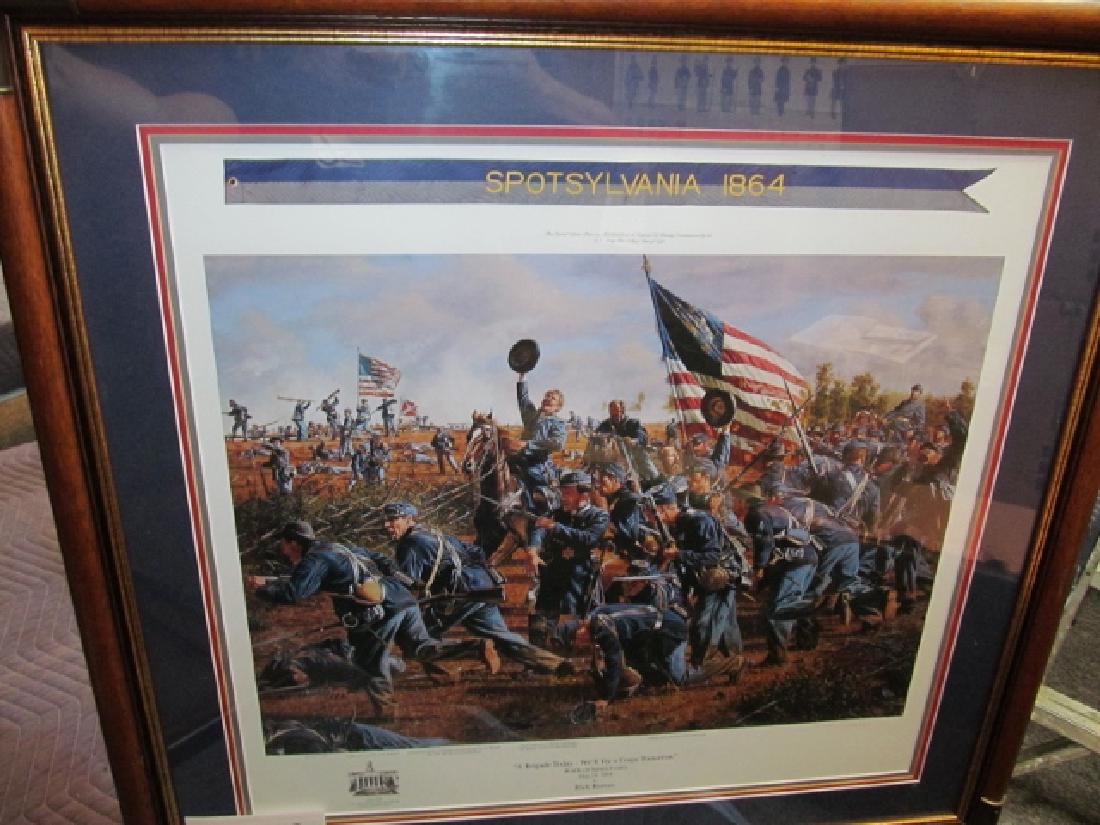 Framed “Spotsylvania 1864” a Brigade Today: 35” x 33” Framed “Spotsylvania 1864” a Brigade Today – We’ll Try a Corps Tomorrow” by Rick Reeves, comes with certificate of Authenticity, 160 of 190