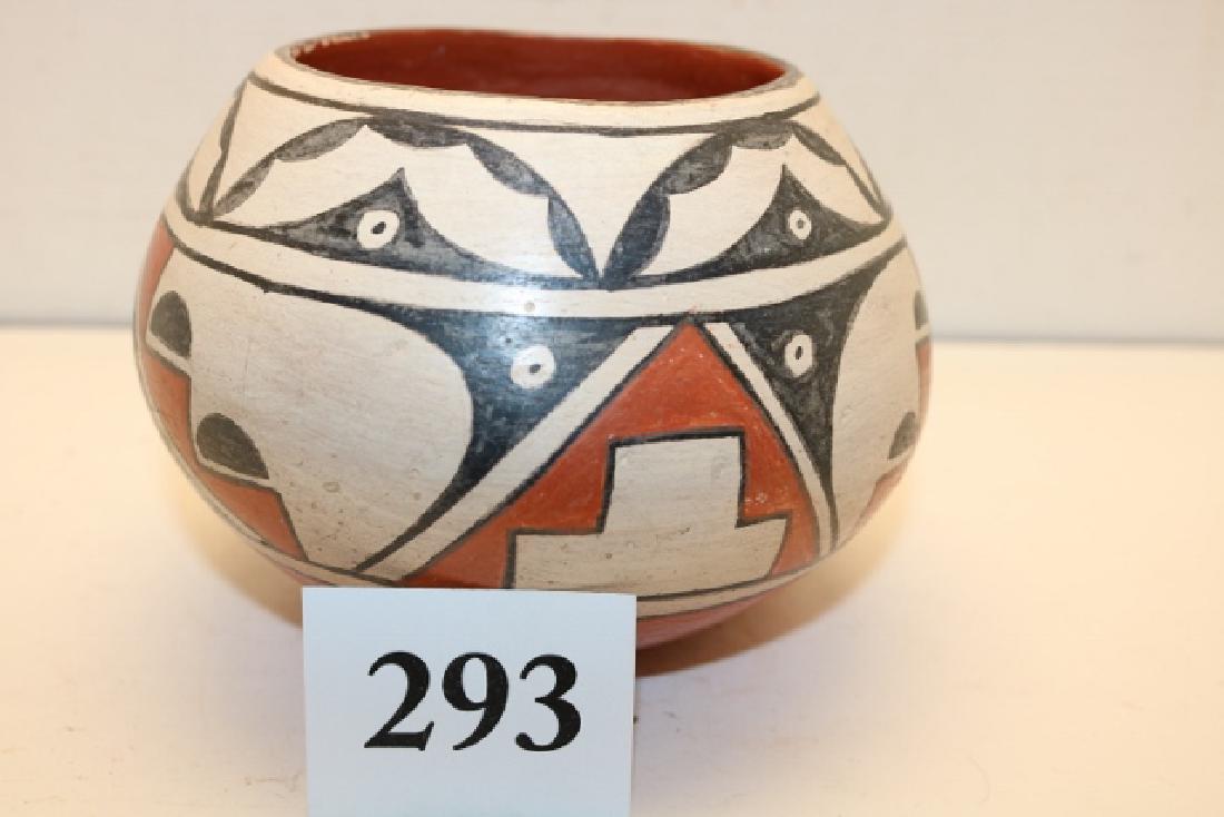 Santa Anna Polychrome Bowl: 5 ½” x 4 5/8” Santa Anna Polychrome Bowl, circa 1940, signed Montoya