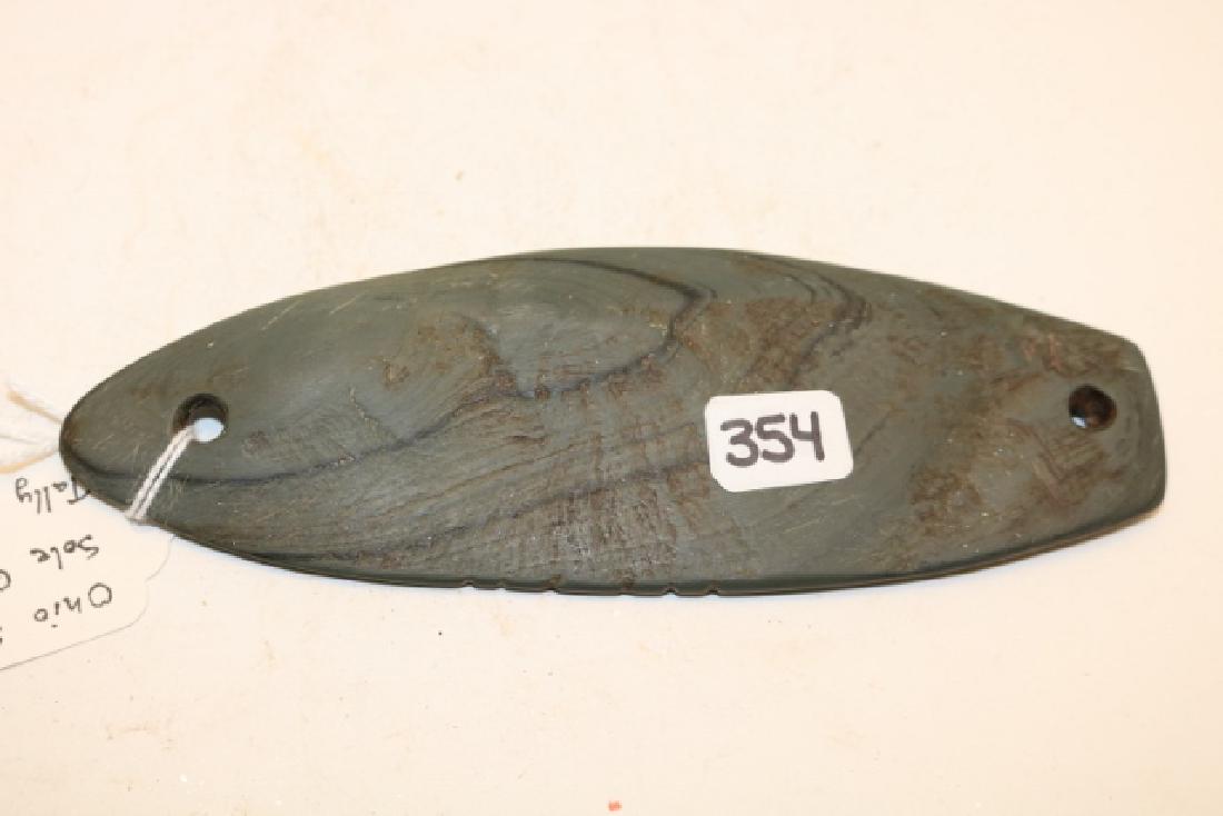 6” Banded Slate Gorget: 6” Banded Slate, Tally Marks, Oval Gorget “Sandal Sole”
