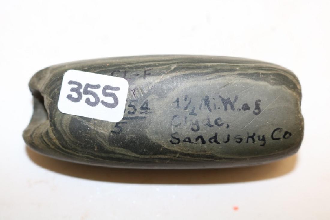 Banded Slate Tube Banner: 3 ½” Banded Slate Tube Banner, chip to one end Sandusky Co. Ohio