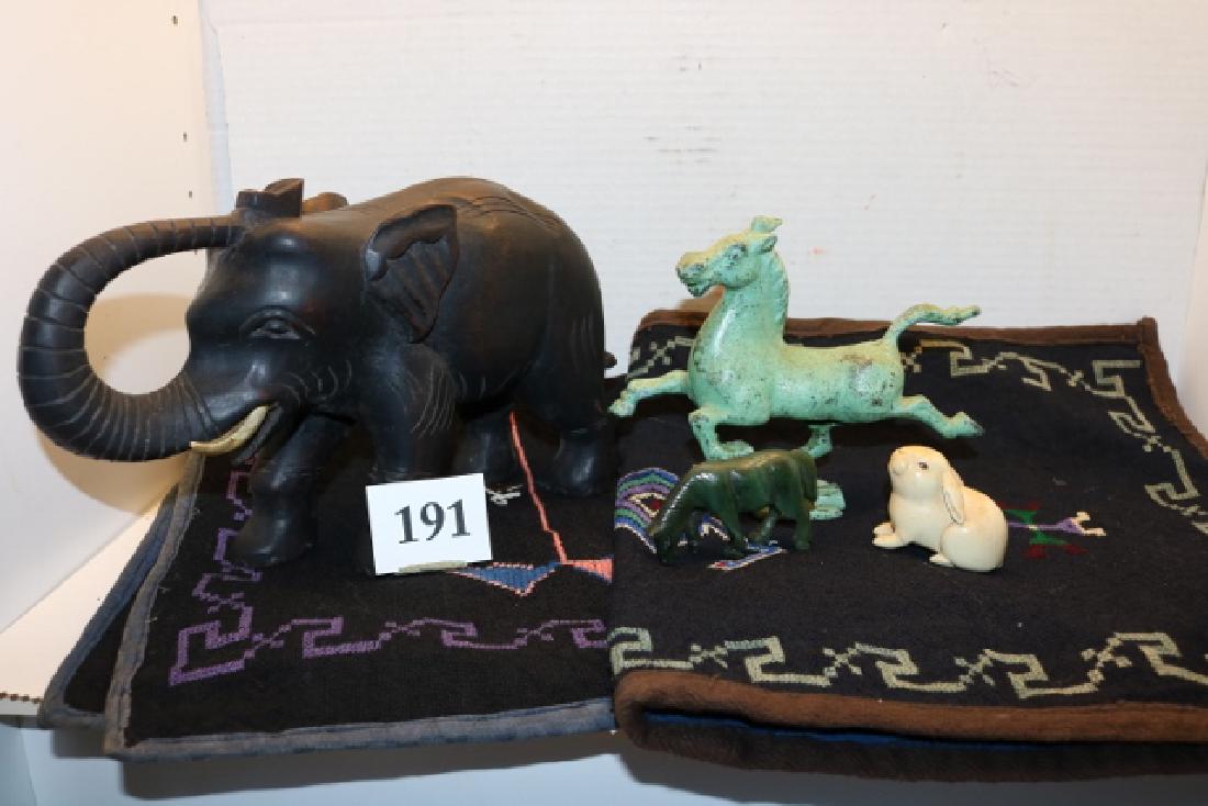 (2) Wool Bags, 2 Horse Figures (1 of 3)