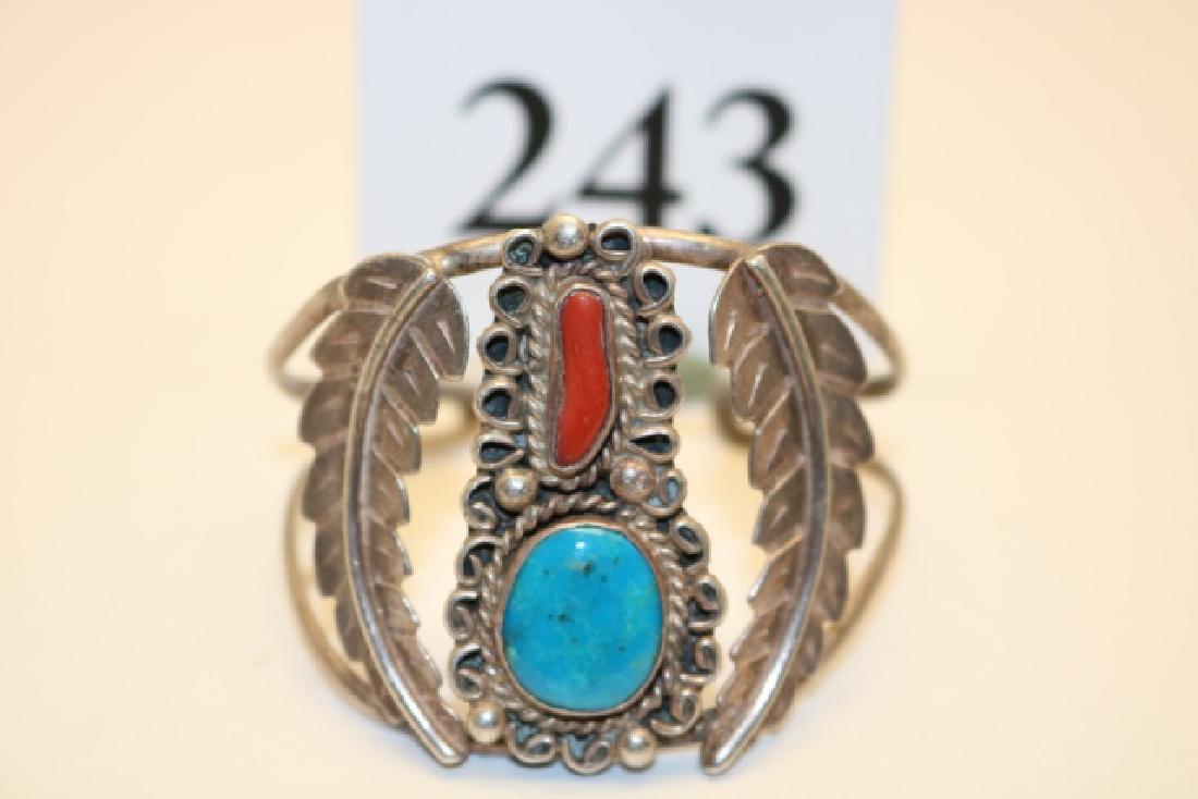 Navajo Silver Bracelet with turq. (1 of 2)