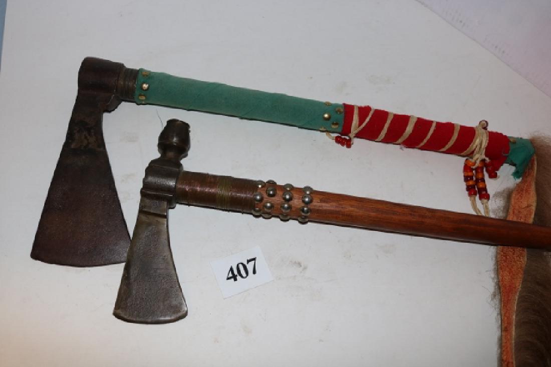 Cast 4 Piece Tack Decorated Pipe Tomahawk (1 of 3)