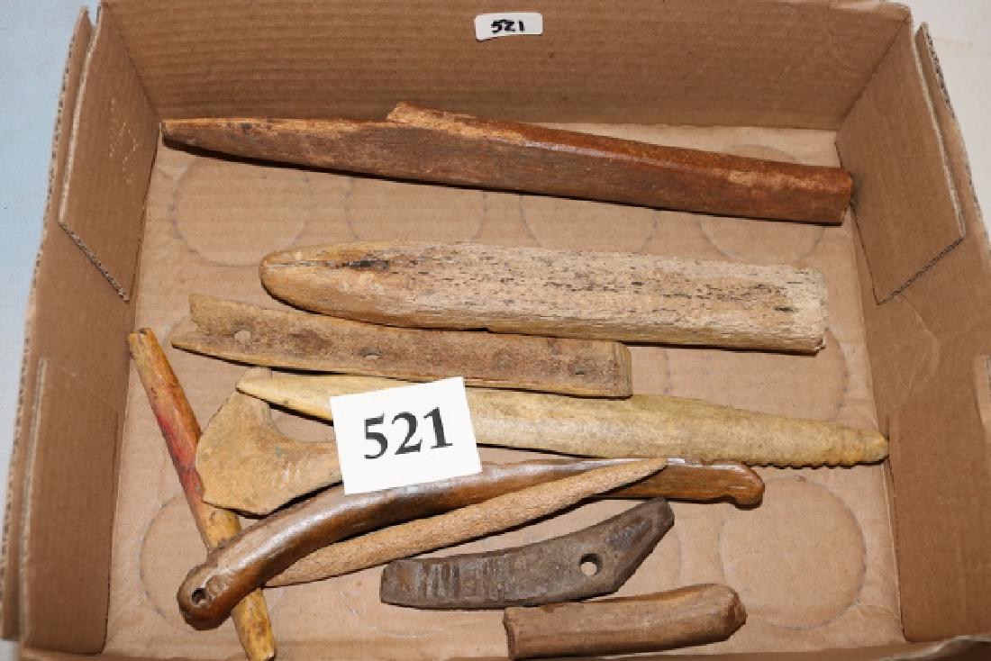 10 Assorted Bone Artifacts-NO SHIPPING OUT OF COUNTRY: 10 Assorted Bone Artifacts, Eskimo – Inuit, Alaska (no shipping out of country)