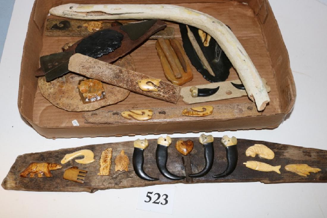 39 Bone,Claws,Flint Artifacts-NO SHIPPING OUT OF COUNTR: 39 Assorted Bone, Claws, Flint Artifacts, Alaska (no shipping out of country)