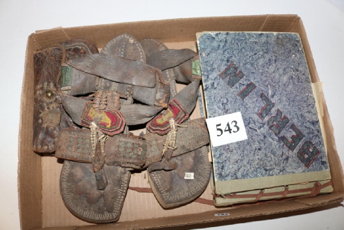 Album U.S. Army Photographs: Pair Leather Sandals #32, Album containing Many U.S. Army Photographs WWII, U.S. Army Belt Ammo Pouch