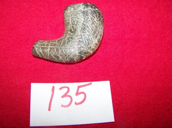 Carved Steatite Pipe: 2 3/4" Carved Steatite Pipe