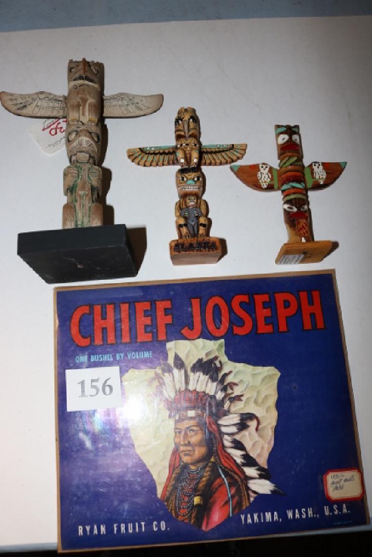 9” Wood Totem on stand: 9” Wood Totem on stand 6 ¼” Totem, 7” Totem, Fruit Crate Ad