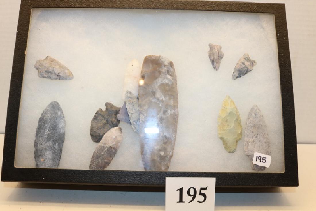 Flint Knife, 12 Flint Points: 8 x 12 x 2 Frame 5 ¾” Flint Knife, 12 Flint Points