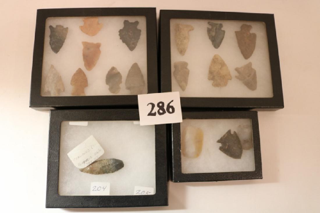 6 Points, Frame with 3 Flints: 5 x 7 Frame with 6 Points, 3 x 4 Frame with 3 Flints, small Flint Willow Knife, 5 x 6 Frame with 8 points