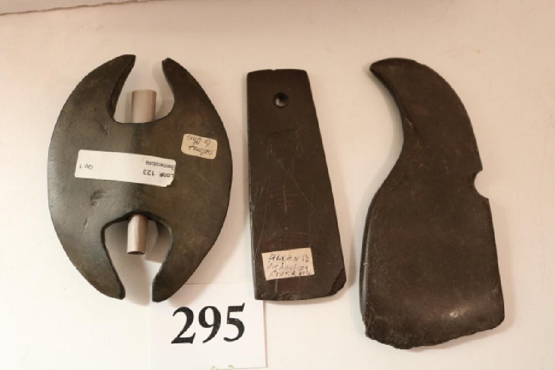 3 Slate Artifacts: Notched Ovate: 3 Slate Artifacts: Notched Ovate, Problematical, Engraved Pendant, age uncertain on all