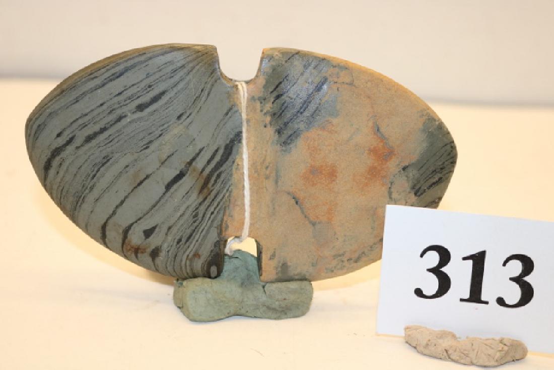 Banded Slate Wing Bannerstone: 5” Banded Slate Wing Bannerstone, age uncertain